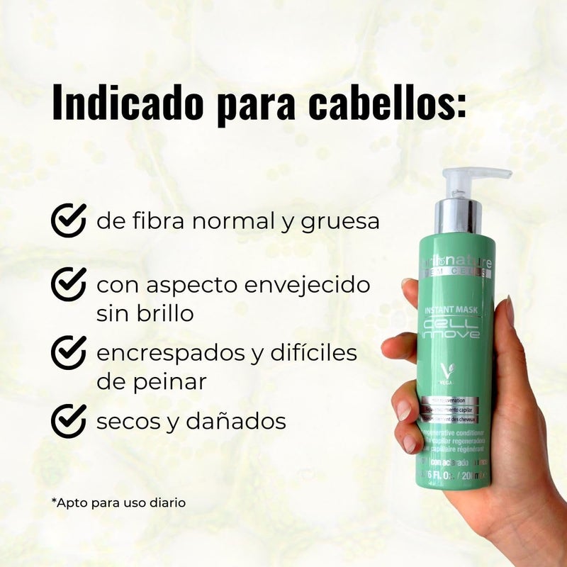 abril et nature - Cell Innove Hair Mask - For All Hair Types - Hydrates, Rejuvenates, and Regenerates - Professional Treatment with Plant Stem Cells - Healthy and Strong Appearance - 200 ml - Image 5